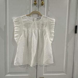 White ruffled sleeve blouse